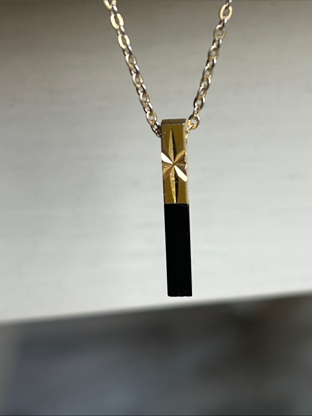 Gold with onyx Black Vertical Bar Necklace